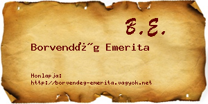 Borvendég Emerita névjegykártya
